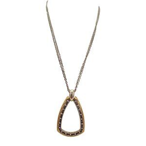 Brighton Gold Silver Tone Crystal Triangle Open Pendant Primavera Necklace, K622